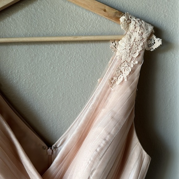 NWT WATTERS & WATTERS Anthropologie Pale Pink Pleated Bridesmaid Dress - Picture 7 of 14